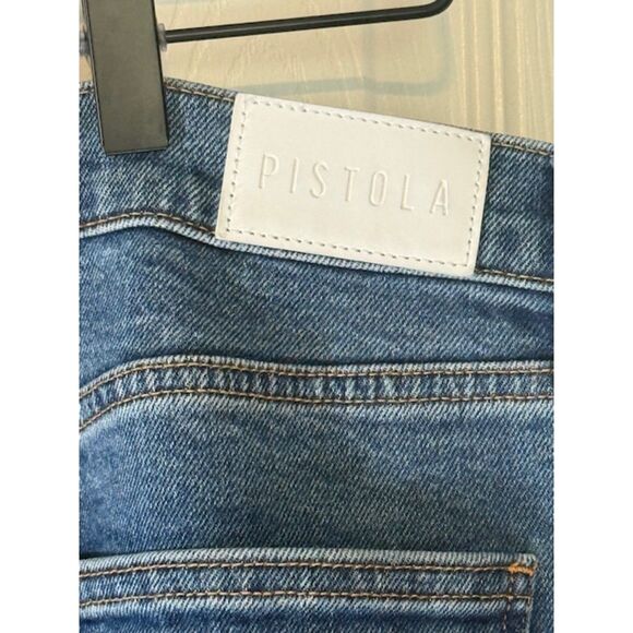 Pistola Eli High Rise Barrel Jeans 31 Augustus Wash Cropped Arched Leg - Picture 9 of 11